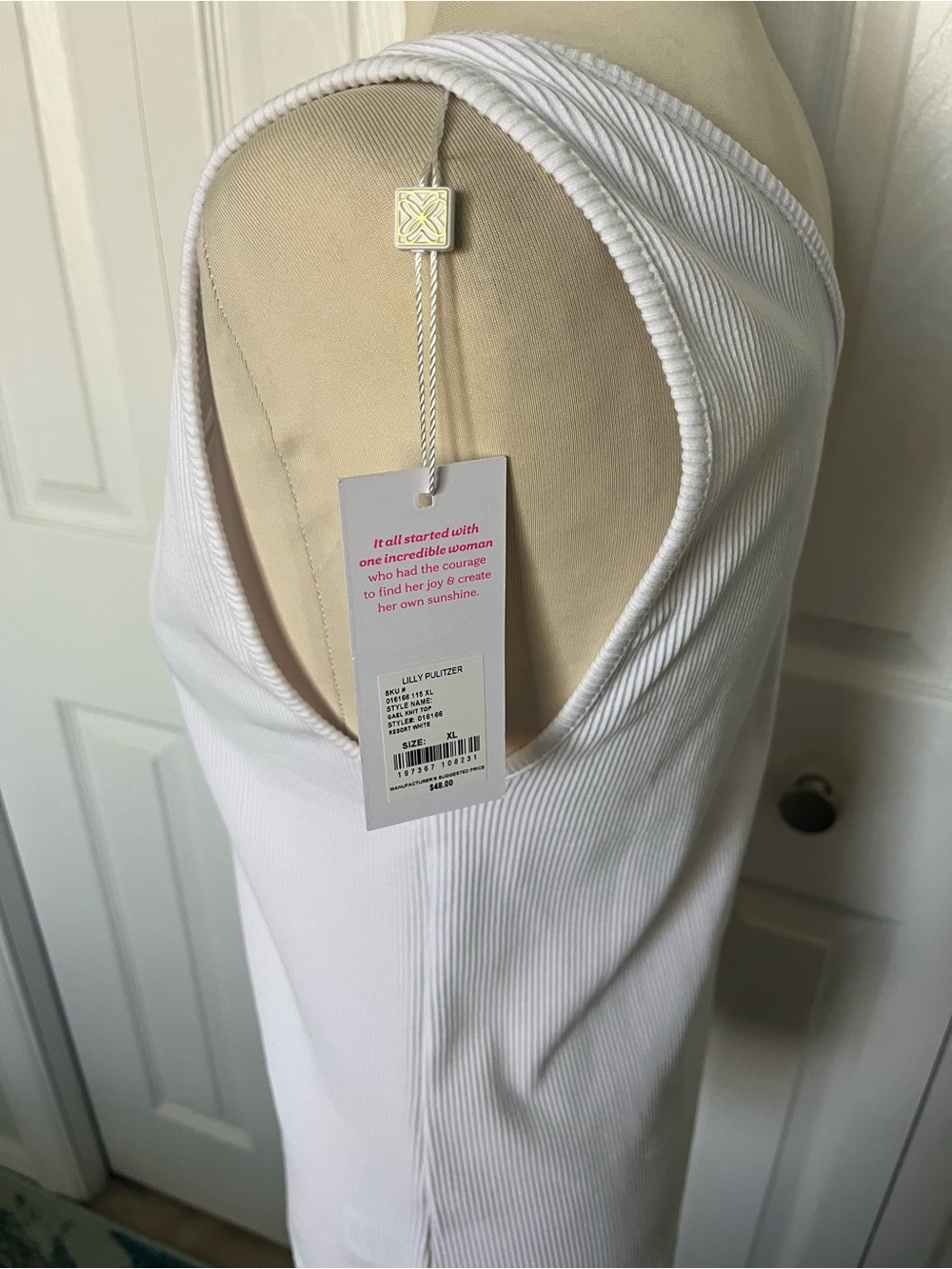 Lilly Pulitzer One-Shoulder White Ribbed Tank - Picture 5 of 6